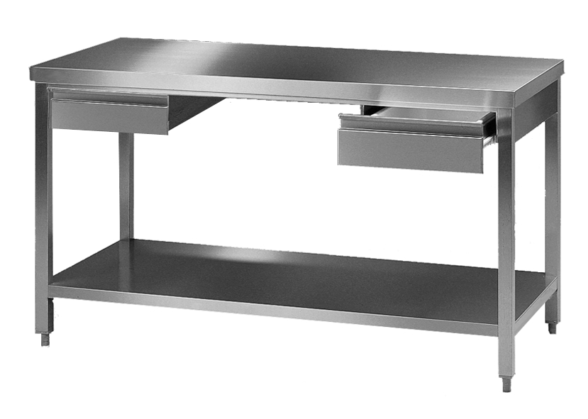RVS werktafels met bodemplaat