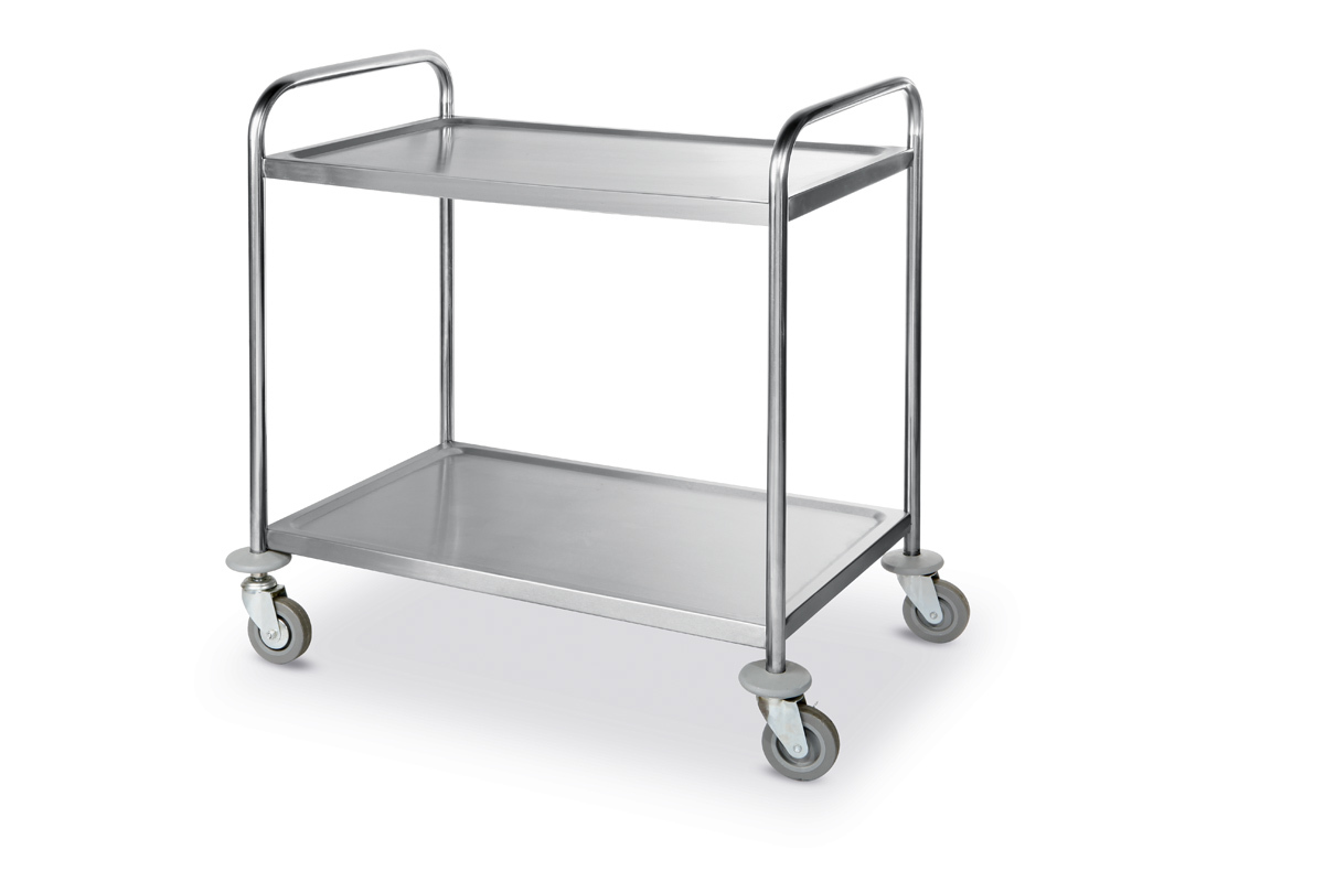 Trolley RVS met 2 legborden
