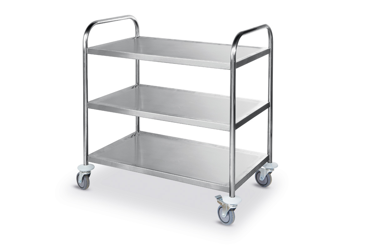 Trolley RVS met 3 legborden