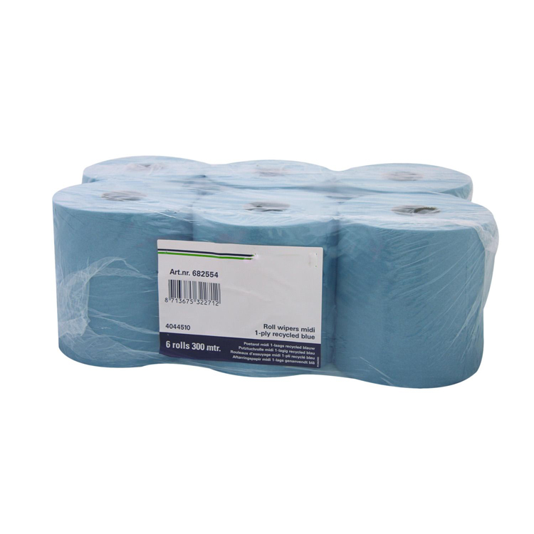 Poetsrol midi blauw 1-laags 20cmx300m