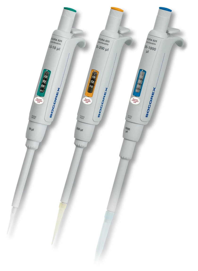 Socorex Acura 825 manuele pipetten