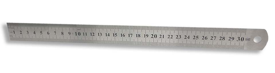 Metalen liniaal 30cm verdeling cm/inch