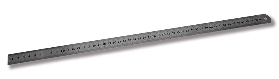 Metalen liniaal 50cm verdeling cm/inch